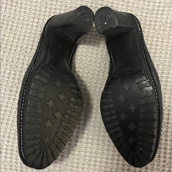 Donald Pliner Black Woven Leather Busy Heeled Platform Mule Clog Bootie Shoes - Picture 12 of 16